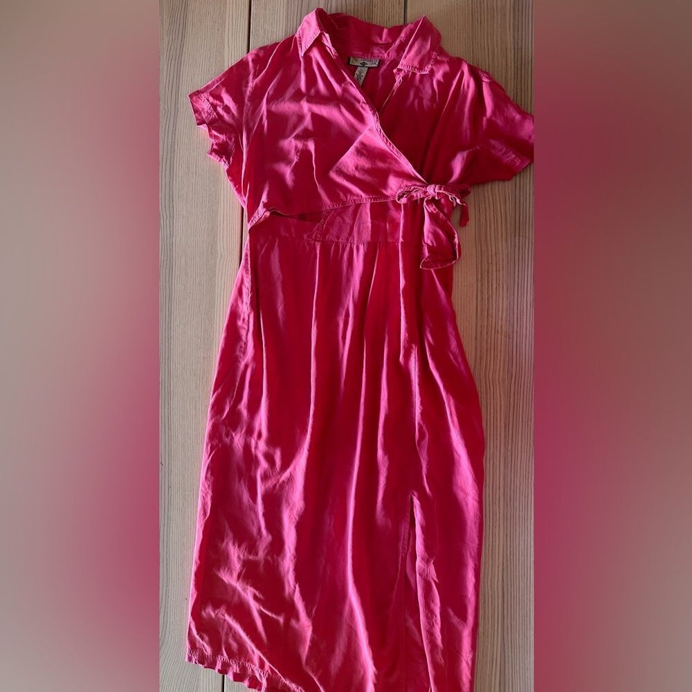 Caribbean Joe Maxi Wrap collared dress floral print in pink - XL